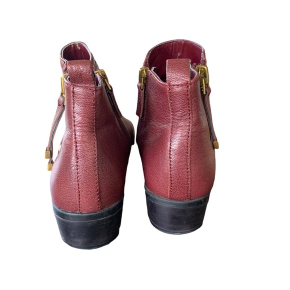 Franco Sarto Cranberry Burgundy Leather Ankle Booties - Picture 6 of 9
